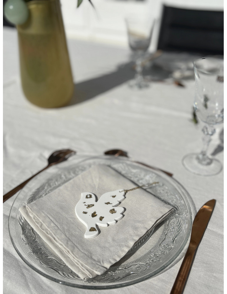 Colombe décorative artisanale - flocons dorés- June