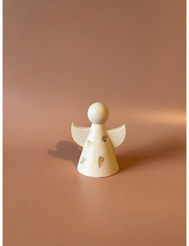 Ange blanc et doré en résine écologique