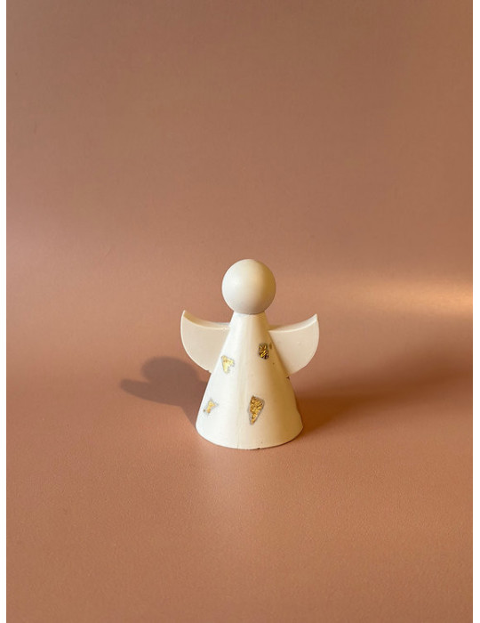 Ange blanc et doré en résine écologique